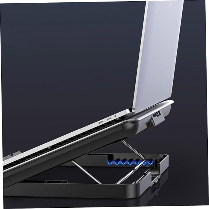 Multifunctional Aluminum Laptop Radiator Cooling Rack with Powerful Adjustable Fan Notebook Stand with Dual USB Ports Ergonomic Computer Holder for Heat Dissipation and Neck Relief