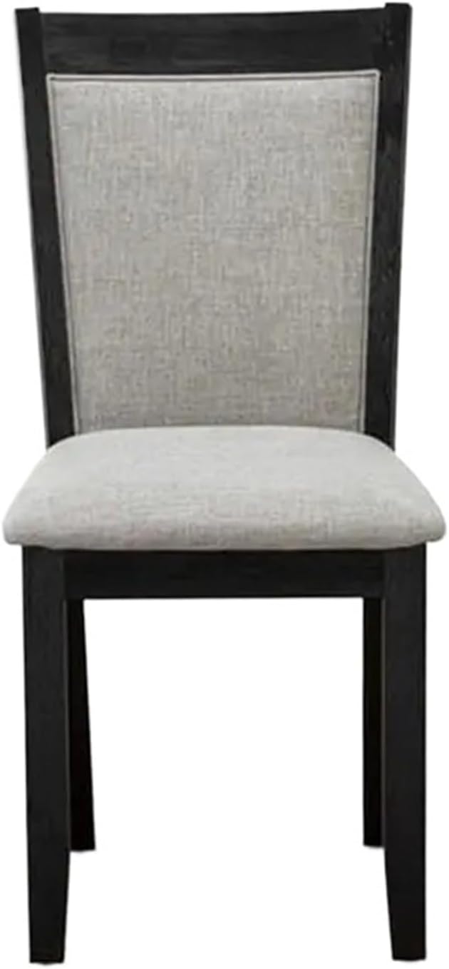 Adjustable Office Computer Chair with Armrest 1pcs Linen Fabric Padded Solid Wood Back Dining Chairs Wirebrushed Black