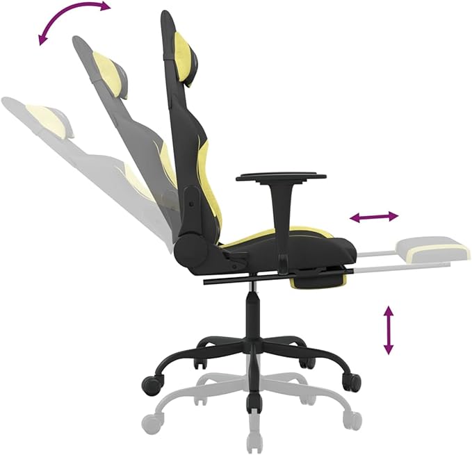 Gaming Chair with Footrest Black and Light Green Fabric D0320646B