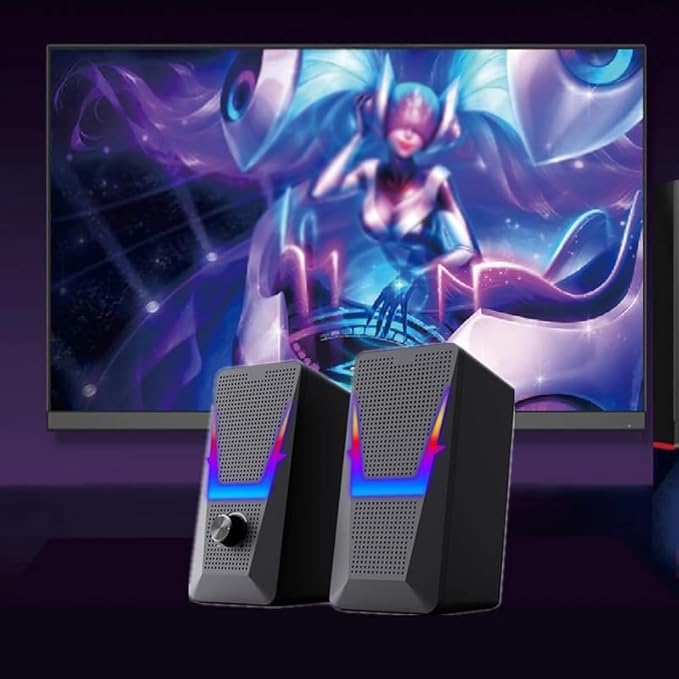 2.0 Stereo Surround Music RGB Gaming Speakers Sound Bar for Computer Desktop PC Loudspeakers