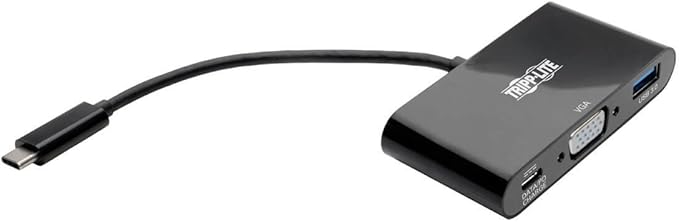 Tripp Lite USB C to VGA Multiport Adapter w/ USB-A Hub &amp PD Charging 1080p USB 3.1 Gen 1 Thunderbolt 3 Black (U444-06N-VUB-C)
