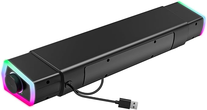 V18 Bluetooth &amp USB Smart Compability Computer Speakers for PC Desktop Monitor Gaming PC Sound Bar Superb Stereo Sound with LED Lighting - Combine/Separate to Customize Your Desk