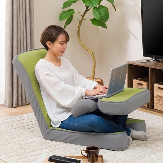 Nitori 5688881 Gaming Chair 2 Yellow Green Width 19.3 x Depth 34.6 x Height 28.0 inches (49 x 88 x 71 cm)