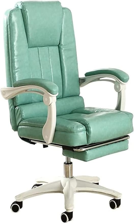 Office Chair Boss Chair Computer Chair Office Chair Reclining Gaming Seat PU Leather Chair with Footrest Ergonomic Swivel Chair Chair (Color : Green) Needed