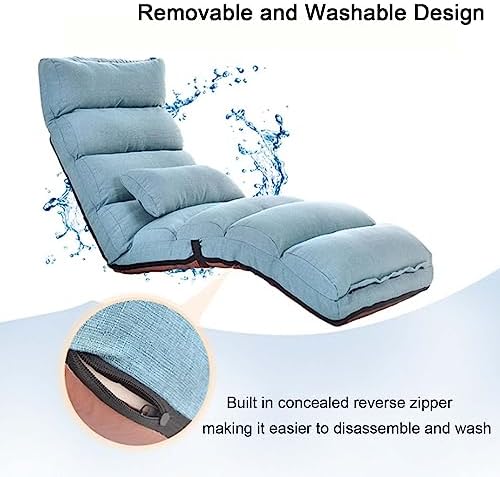 Floor Chairs with Pillow for AdultsFloor Gaming Chair with 3 Position Adjustable Head、Back and Knee SupportNo Assembly Folding Lazy Sofa Chair for GamingSleepingReading
