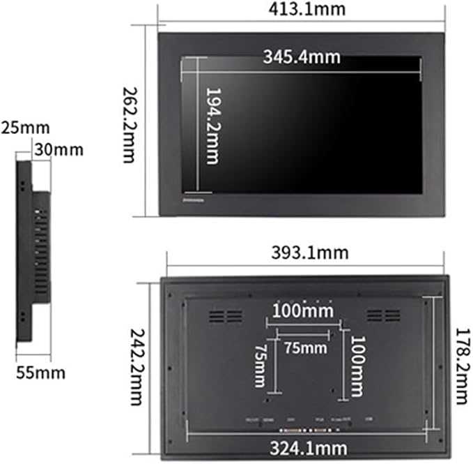 UN UNITEDTIME 15.6 Inch Industrial 10-Point Touch Monitor Open Frame HDMI/VGA/DVI Interface Built-in Speakers Capacitive Touch Screen Technology Metal Frame (Touchscreen Metal Frame)