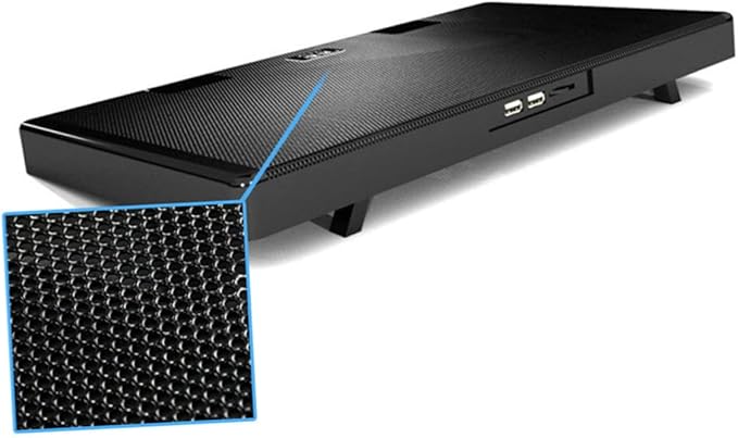 USB Laptop Cooling Pad Adjustable Height Five Quiet Fans -Skid Design Dual USB Ports Optimized Heat Dissipation for Laptops Black