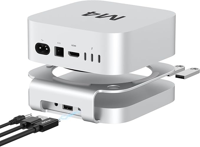 40Gbps USB4 Hub &amp Stand for Mac mini M4/M4 Pro All-Aluminum Docking Station with 40Gbps M.2 SSD (NVMe PCle) Enclosure 3*USB 2.0 3.5mm Audio USB4 Host | Mac mini M4 USB-4 Dock
