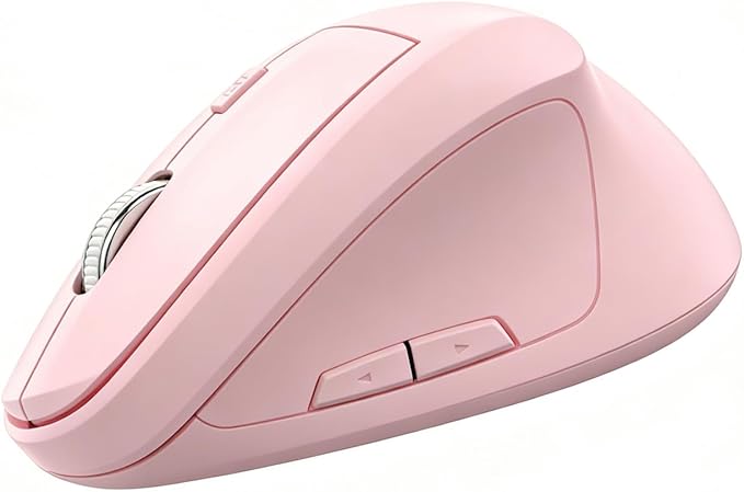 Ergonomic Vertical Mouse Wireless Rechargeable Ergo Mouse for Carpal Tunnel Relief 3200DPI Adjustable 6 Buttons for PC/Laptop/Mac/Windows (Soft Pink)
