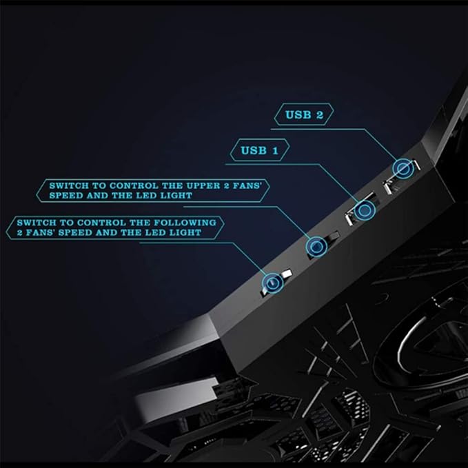 Laptop Cooler Cooling Pad Gaming Cooler Bracket with Four Fans and 2 USB for 14-17 Laptops (Color : A Size : 40 * 24 * 6.5cm)