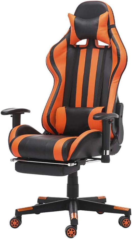 Computer Gaming Chair with Footrest Game Seat Internet Cafe Racing Competitive Office Computer Chair Home Recliner Adjustable Chair Headrest and Lumbar Support E-Sports Swivel ChairOrange