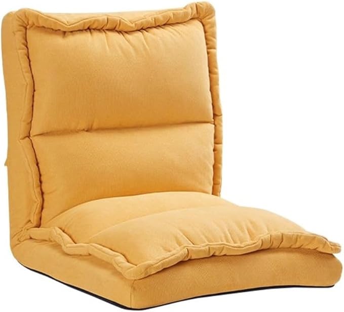 ELEFOCUS Adjustable Padded Gaming Chair with Back Support - Folding Lazy Sofa for Adults Comfortable Lounge Floor Chair(Yellow)
