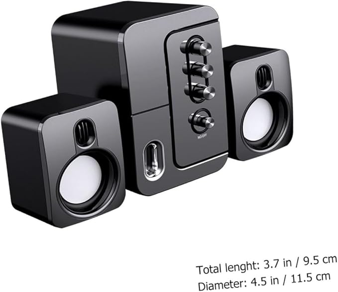 MERRYHAPY USB Computer Laptop Desktop Speaker Compact Wired Multimedia Loudspeaker Box with 3D Surround Sound and Deep Bass Portable Black Speaker for Office Home and Study Use