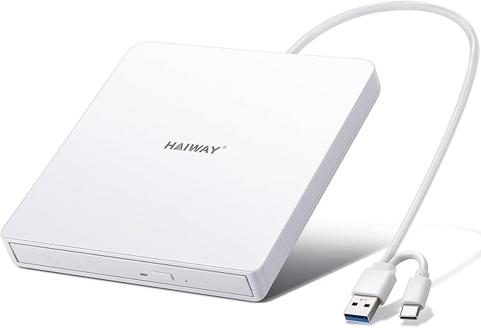 External CD DVD Drive USB 3.0 Type-C Burner Writer +/-RW Optical Drive Slim CD ROM Reader for Laptop Desktop PC Compatible with Windows 11/10/8/7 Mac OS Linux (USB 3.0 &amp Type-C Slim)
