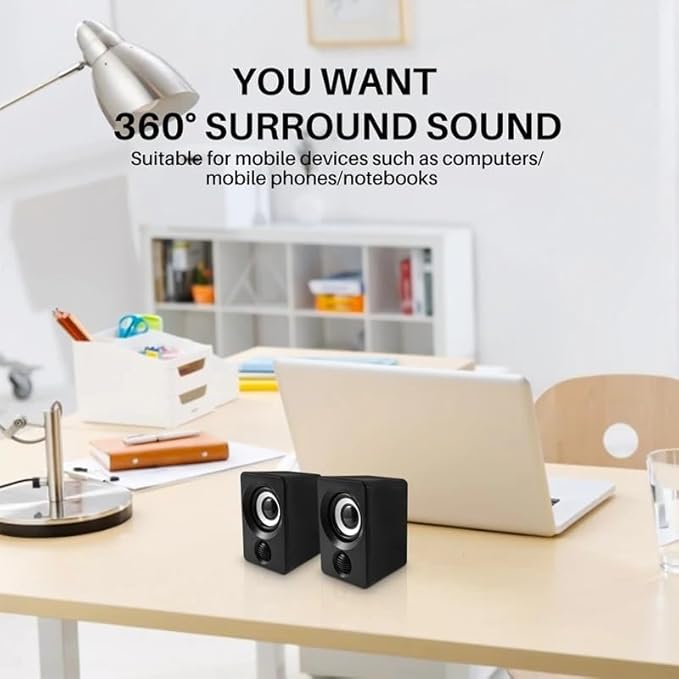 Surround Computer Speakers with Stereo Wired Powered Multimedia Speaker for PC/Laptops/Smart Phone