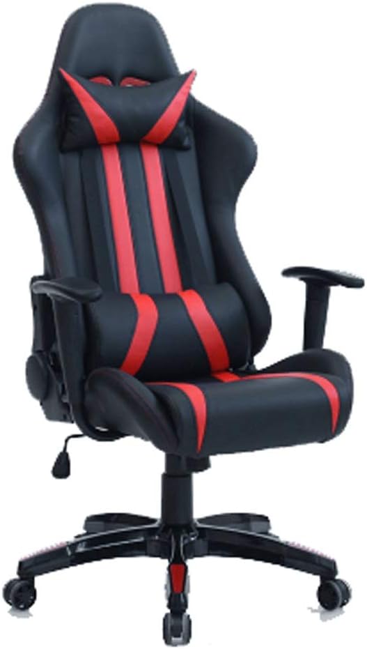 YYDS Chair Artificial Leather Gaming Chair Executive Ergonomic Swivel Chair with Headrest and Lumbar Pillow Fashion Esports Chair Ergonomically (Color : Black red)