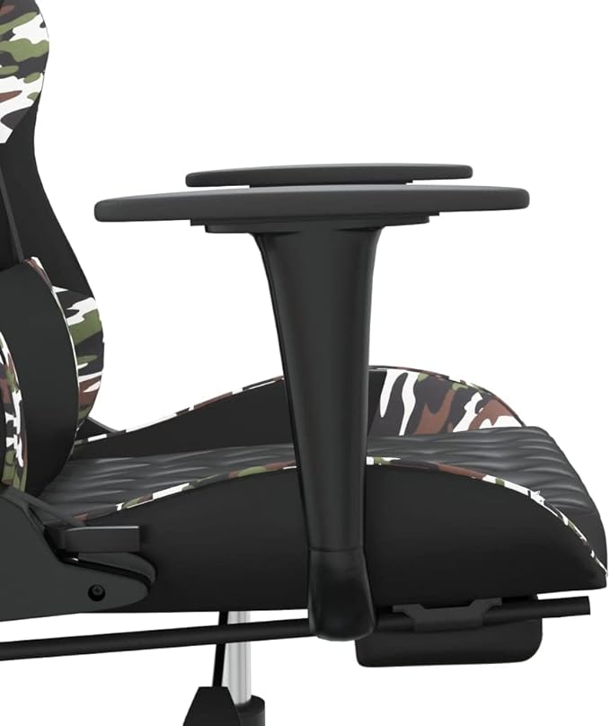 Massage Gaming Chair with Footrest Black&ampCamouflage Faux Leather