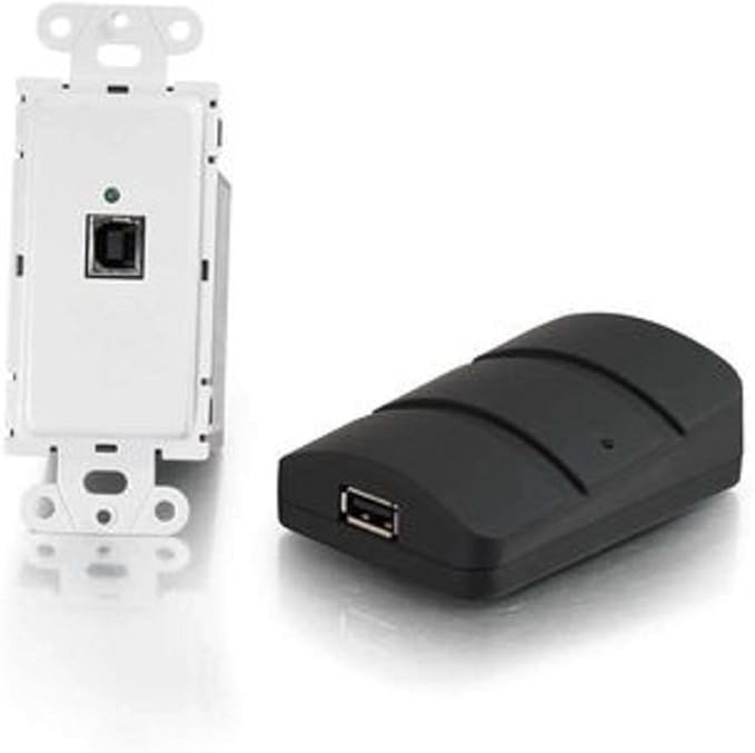 C2G USB Extender Dongle USB 2.0 over Cat5 Wall Plate Transmitter to Dongle Receiver Kit Black Cables to Go 53878