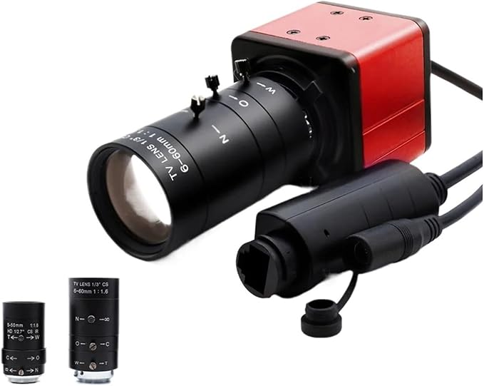 Mini Industrial Camera 3 4 5 8MP Security Surveillance Metal Housing POE IP Camera with 6 60mm 5 50mm Manual Zoom CS Lens