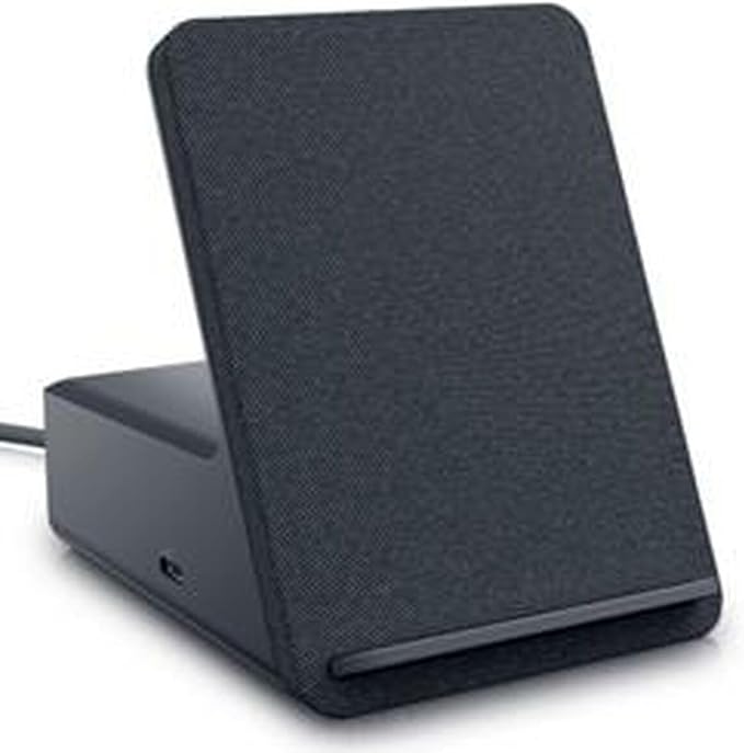 Dell Dual Charge Dock HD22Q - Fabric Wrapped Charging Stand Type-C Connector Qi Enabled Charging Wake-on-Dock Smartphone Rest Power Button LED - MagnetiteBlack