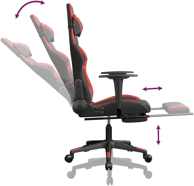 Faux Leather Massage Gaming Chair with FootrestComputer Game ChairMassage Office ChairErgonomic Desk Chair PC Gaming Chair for Adults Teens(Black&ampRed)