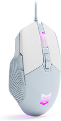 Gaming Mouse Ergonomic Wired Gaming Mouse 7200 DPI Optical Sensor Adjustable USB C RGB LED Backlit Gaming Mice with 7 Programmable Buttons Plug Play High-Precision for PC Laptop Blue White