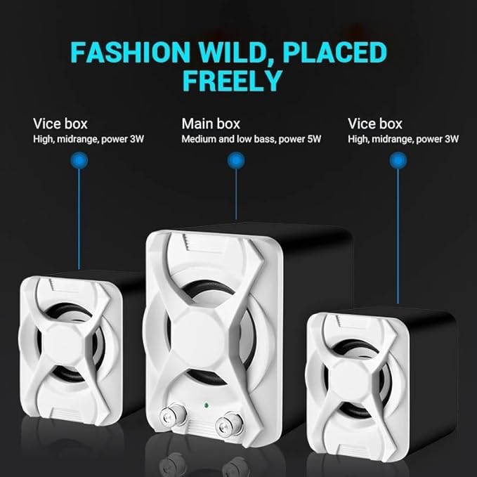 AUX Wired Computer Subwoofer Speakers Bass Reinforcement Stereo 2.1 for PC Phone Loudspeaker(D)