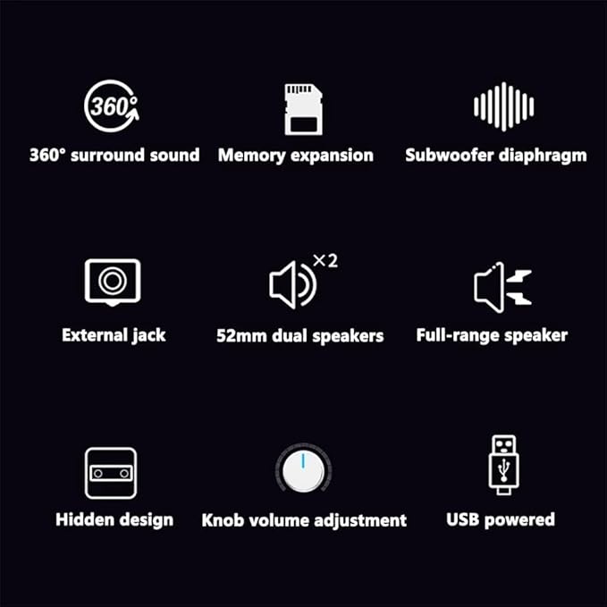 Computer Speakers for Desktop Computer Speakers Speaker Surround Sound Subwoofer for Computer PC Laptop USB Wired Dual Music Player Mini Soundbar(OneColor)