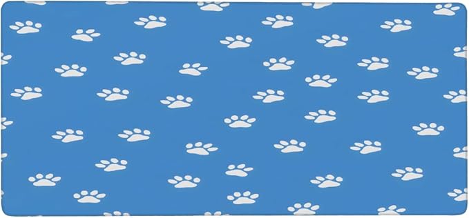 Blue Dog Paw Prints Large Mouse Pad Gaming Mousepad Desk Mat for Desktop Computer Keyboard Waterproof Mouse Mat Desk Pad with Non-Slip Base for Game School Office Home 35.4 x 15.7