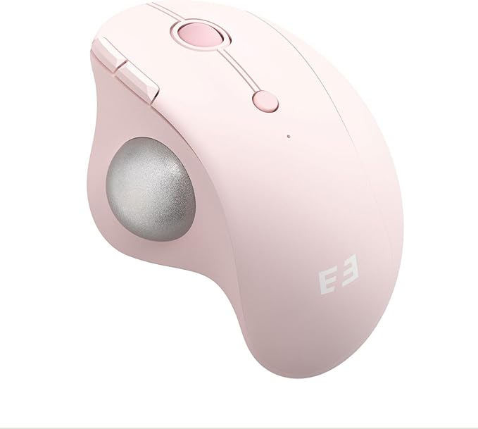 seenda Wireless Trackball Mouse Bluetooth - Ergonomic Rollerball Mouse Rechargeable 3 Device Connection Optical Mice Adjustable DPI Thumb Control Mice Compatible for Mac/Android/Windows - Rose Pink