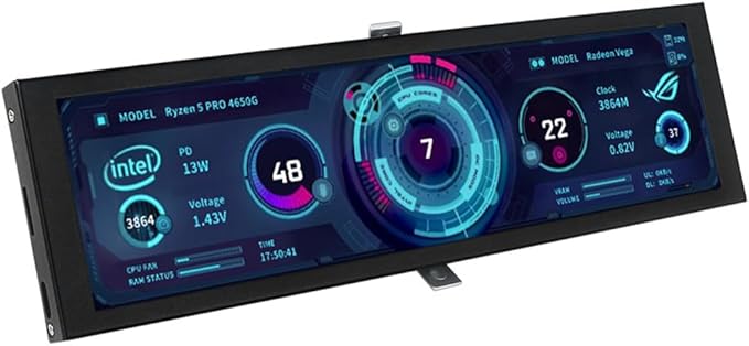 Turing 8.8 IPS Type-C Secondary Display Monitor for Real-Time CPU GPU RAM Data with Smart Display Case Black