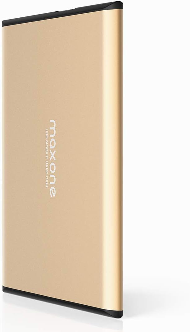 Maxone 160GB External Hard Drive Portable 2.5'' Ultra Slim HDD Storage USB 3.0 Compatible with PC Laptop Gold