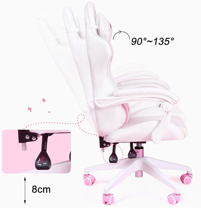 Swivel Chair Cute Cartoon Chair Bedroom Comfortable Computer Chair Home Gaming Study Chair with Armrest Comfortable Sponge Adjustable Height and AngleGirls Stylish Gift