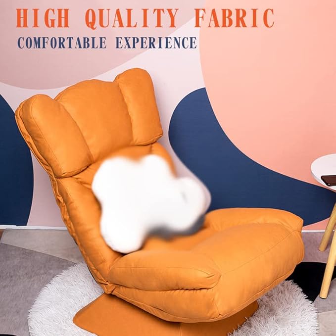 TBQATNTS Reclining Folding Floor Gaming Chair for Homehigh Back Folding 360-Degree Swivel Floor Lazy SofaChair Padded Backrest Lounger Sleeper Game Rocker for Teens AdultsB