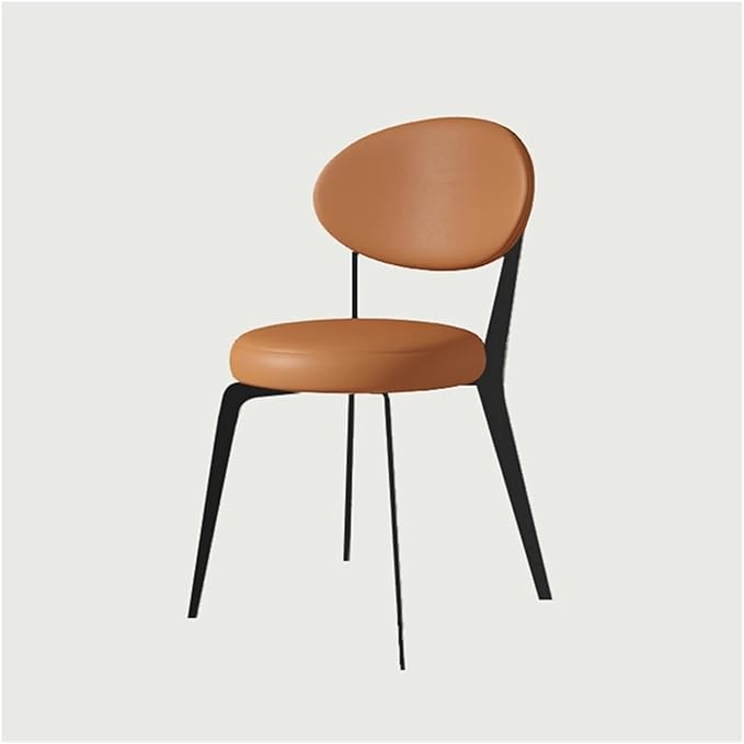 Adjustable Office Computer Chair with Armrest Leather Dining Chair Home Furniture Restaurant Dining Chair Creative Household Dining Chair(Black-Orange)