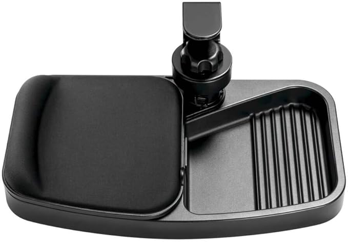 TRIPP LITE Under Desk Storage Tray Clamp-on Storage Tray w Mouse Pad Wrist Rest - Office Desk Organizer 360 Swivel 5-Year Warranty (DMUDSC)