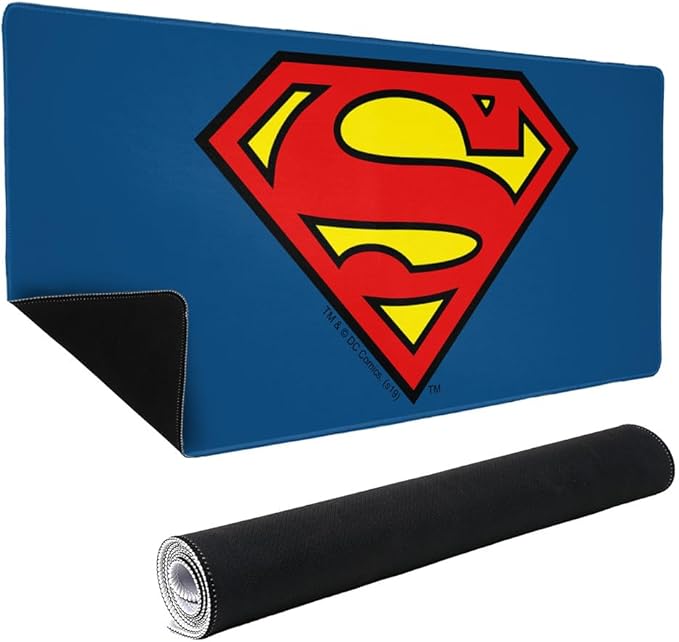 Superman Classic S Shield Logo Large Gaming Mouse Pad Desk Mat with Stitched Edges Non-Slip Base for Gamer Home and Office 31.5 x 15.7