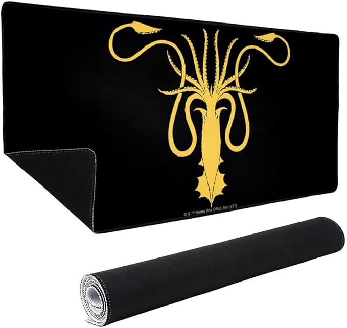 Game of Thrones Greyjoy Sigil Large Gaming Mouse Pad Desk Mat with Stitched Edges Non-Slip Base for Gamer Home and Office 31.5 x 15.7
