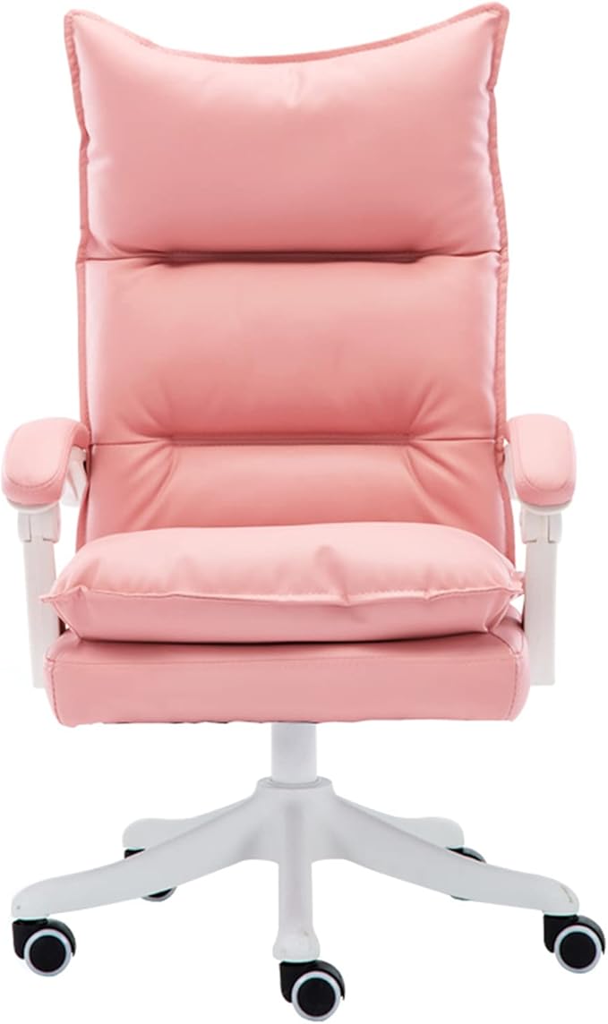 Mlaea Bedroom Hospital Club Chair Gaming Work Swivel Chair with Back Support Rolling Wheels Armrest Executive Swivel Chair 50 * 50 * 64-72CM(Size:AColor:Pink)