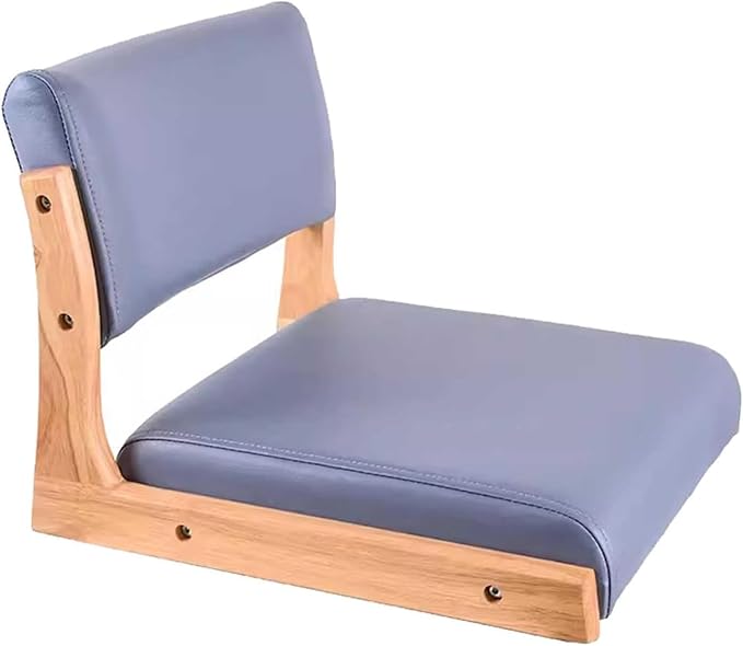 ELEFOCUS Legless Tatami Chair with Back Support Japanese Style Portable Floor Chair Home Bay Window Lazy Backrest Chair(Timber Color Blue)