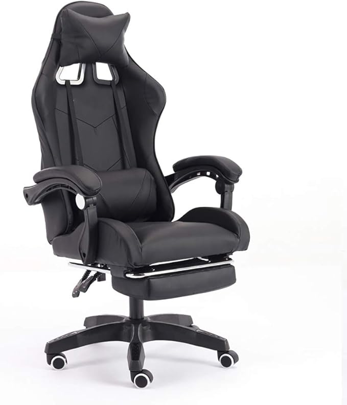 Gaming Chair with Footrest Swivel Chair with Ottoman Headrest and Lumbar Support E-Sports Swivel ChairBlack