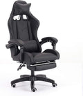 Gaming Chair with Footrest Swivel Chair with Ottoman Headrest and Lumbar Support E-Sports Swivel ChairBlack