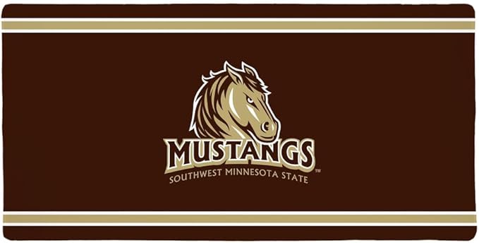 Southwest Minnesota State SMU Mustangs Primary Logo Stripes Large Gaming Mouse Pad Desk Mat with Stitched Edges Non-Slip Base for Gamer Home and Office 31.5 x 15.7
