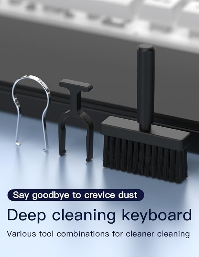 Ergonomic Keyboard Wrist Rest with 22-in-1 Cleaning Kit Non-Slip Base Springy Sponge Support for Work and Gaming BlackDeeply Cleaning for KeyboardLensCharging PortEarbudand etc.