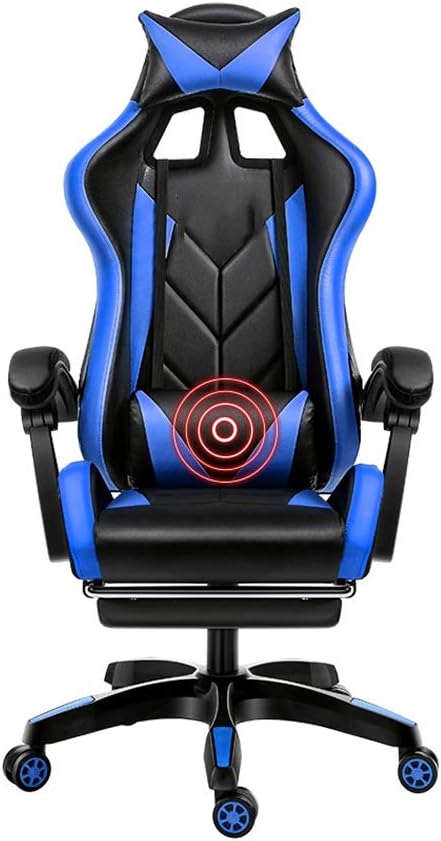 Swivel Chair Gaming Chair Ergonomics Liftable with Footrest Office Chair Massage Lumbar Support Racing Chair for Student Dormitory OfficeBlue