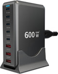 USB-C GaN Charger 8 in 1 Charging Station Dual 140W PD PPS Port+Dual 100W PD Port for Multiple Electronics DevicesLaptop Wall Charger Compatible with MacBook/iPhone 16/iPad (600W)
