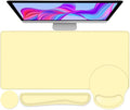 4 PCS Mouse Pad Desk Mat Protector Keyboard Wrist Rest + Comfortable Mouse Pad with Wrist Rest +Coaster Large Gaming Mousepad for Computer Laptop 35.4 X 15.7 XXL Deskpad for Office Home I Yellow
