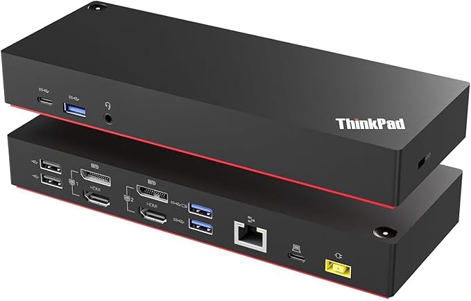 ThinkPad 40AF0135 Universal Hybrid USB-C with USB-A Adapter Docking Station for Lenovo Laptops Dual Monitor Comes with ITSPWR HDMI 4K Cable + 50 Cable Ties