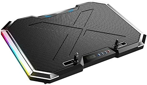 Laptop Cooling Pad RGB Notebook Cooler Laptop Fan Stand Adjustable Height with 6 Quiet Fans and Phone Holder Computer Chill Mat for 18 Inch Laptops - LED Light