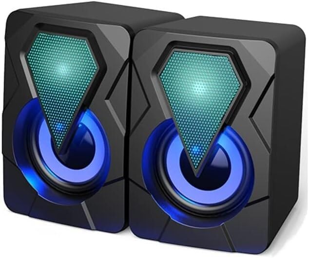 Computer Speakers for Desktop Computer Speakers for Laptop PC Subwoofer 4D Surround Sound Desktop Speaker Colorful LED Light Soundbar Theater Box Music